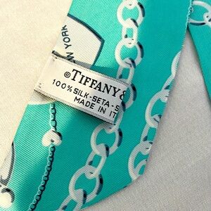 Tiffany & Co Tiffany blue silk printed neck scarf